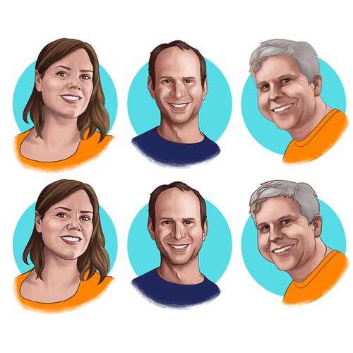Stylized digital portraits for website startup