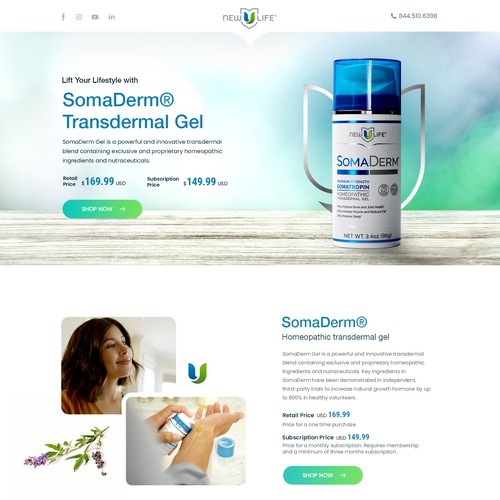 Landing page for a Transdermal Gel