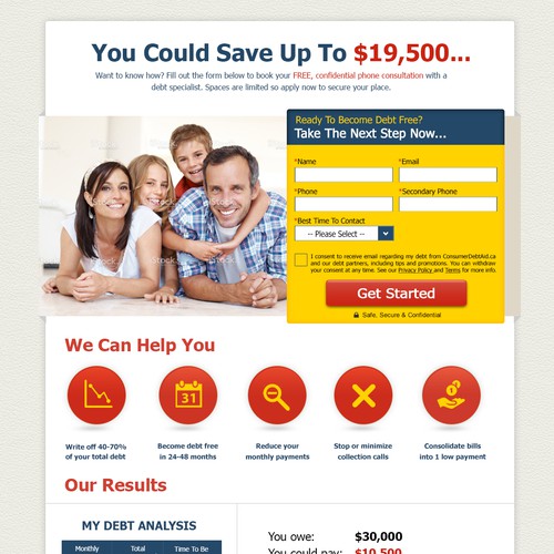 Lead Generation Landing Page for Debt Market