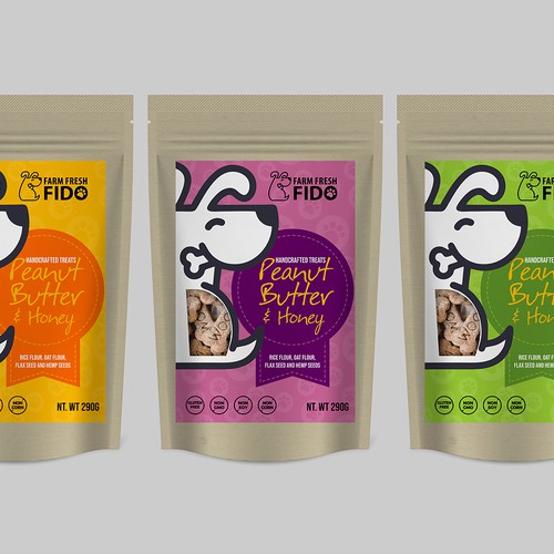 dog treat company .healthy, small batch dog treats Pouch design