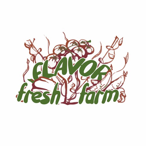 Logo for farms that grows tomatoes, papers and cucumbers.  