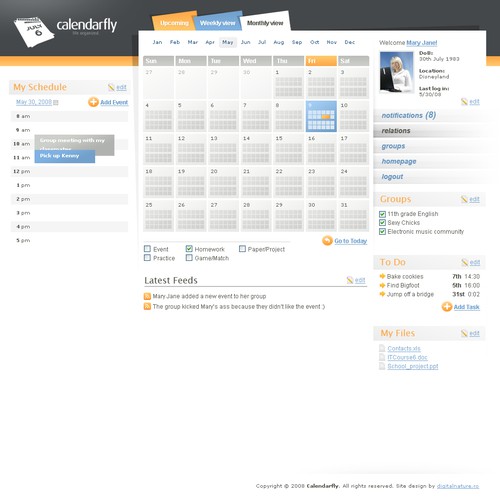 2008 - Site design for CalendarFly