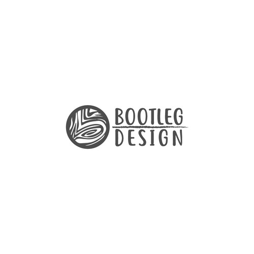 Logo for Bootleg Design. A wood craftsmen