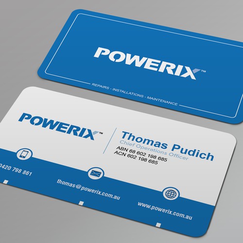 Create a clean style business card for a maintenance business