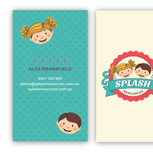 Create a unique business card for a teaching resources company.