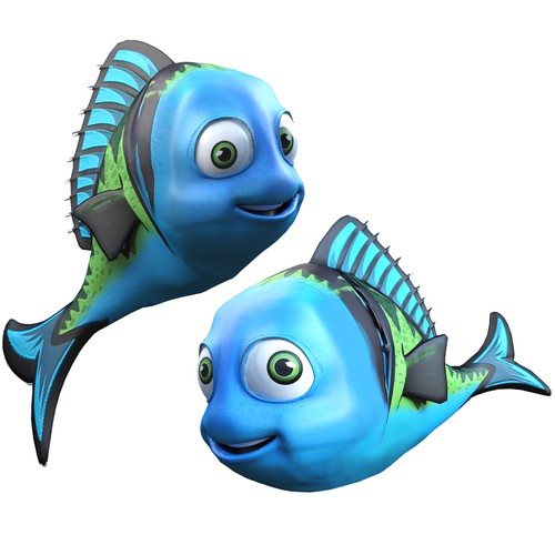 3d designed stylish cartoon fishes