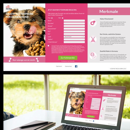 Landing Page (Mobile Responsive) for Dog Food Samples