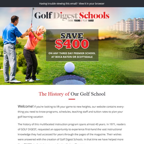 Golf Digest School Email tempalte
