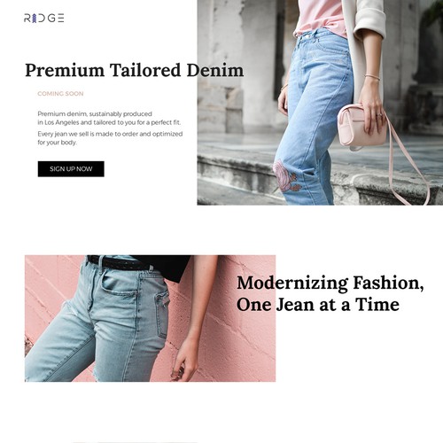 Landing Page Design for Jeans Startup