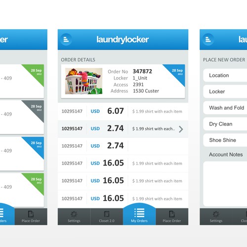 iPhone App app design for laundry company