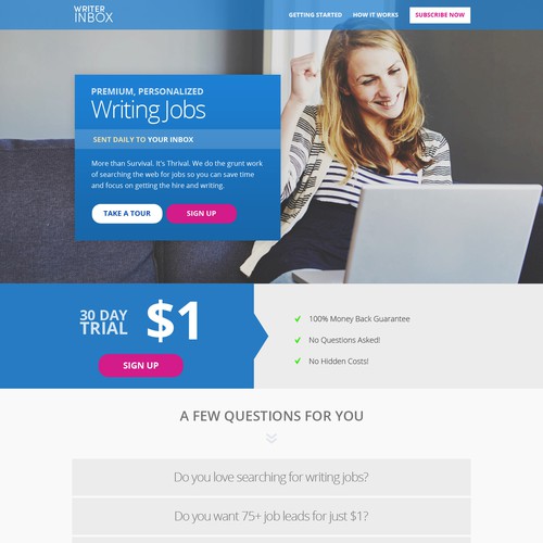Create a new landing page for Freelance Writers Membership Site