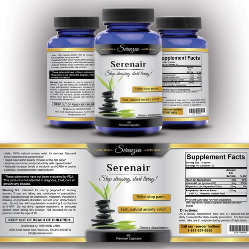 Create a winning label design for a premium anti-anxiety supplement!
