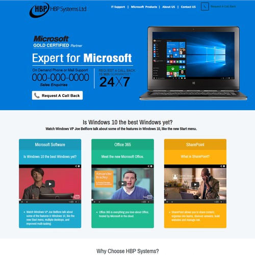 landing page for IT support