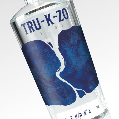 Modern vodka label with transparent river graphic