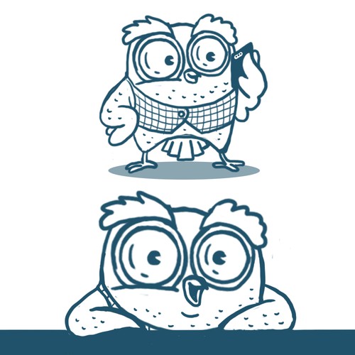 Mid-century modern cartoon flair mascot for a digital agency