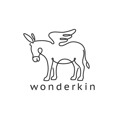 A simple minimalistic donkey line-art logo
