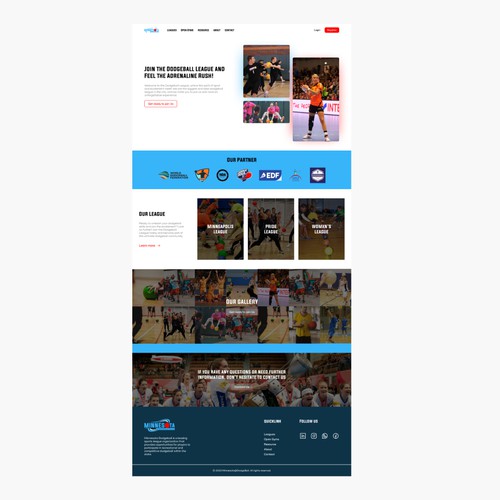 Concept dodgeball league website