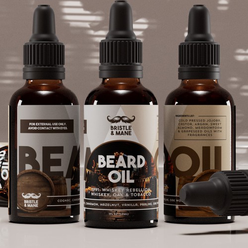 Beard Oil Bottle Label Design