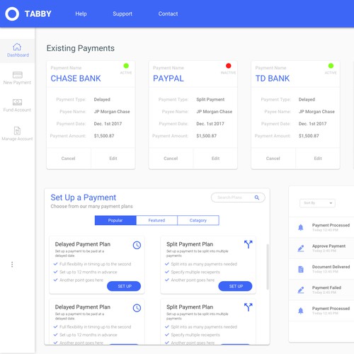 UI for payment solutions dashboard 