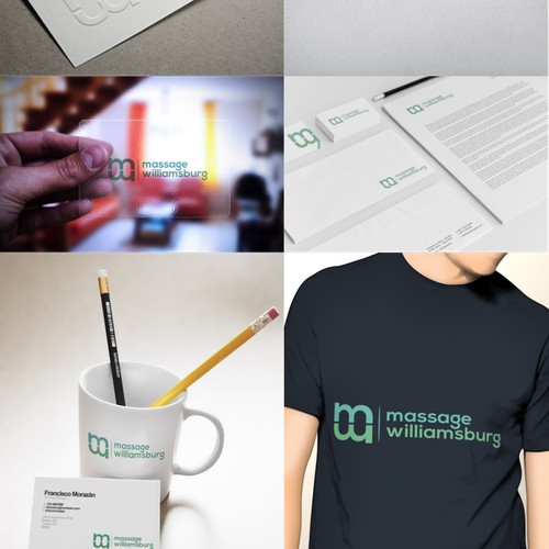 Create a clean, simple, ritual-inspired, geometric logo for Massage Williamsburg