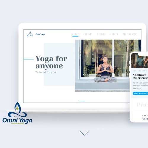 Landing page design for yoga studio