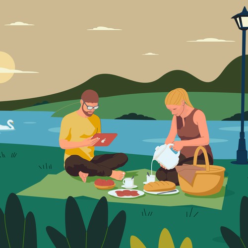 Picnic-themed illustration