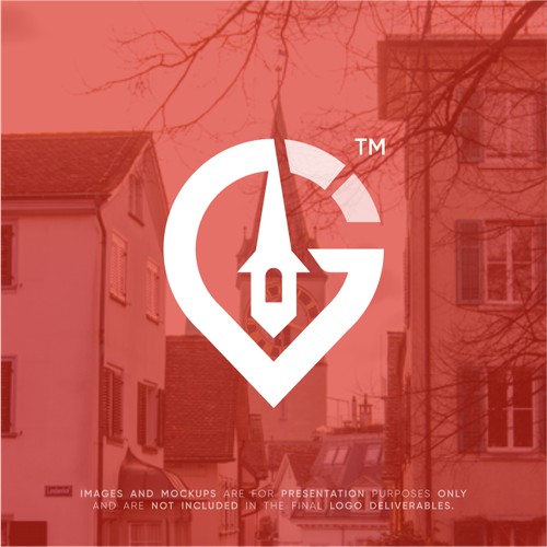 Bold, modern and sophisticated church location logo
