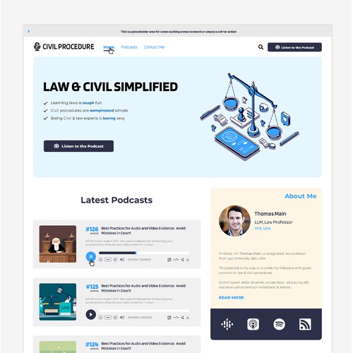 Website Design for a law podcast