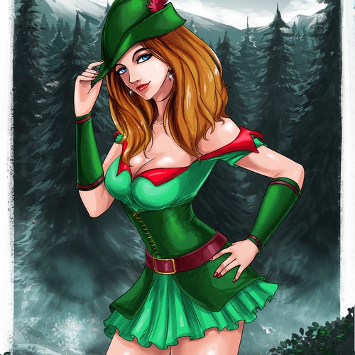 Design a captivating and sexy image for burlesque musical based on Robin Hood.