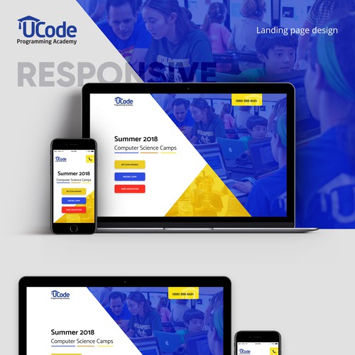 Landing page design for a coding educational program