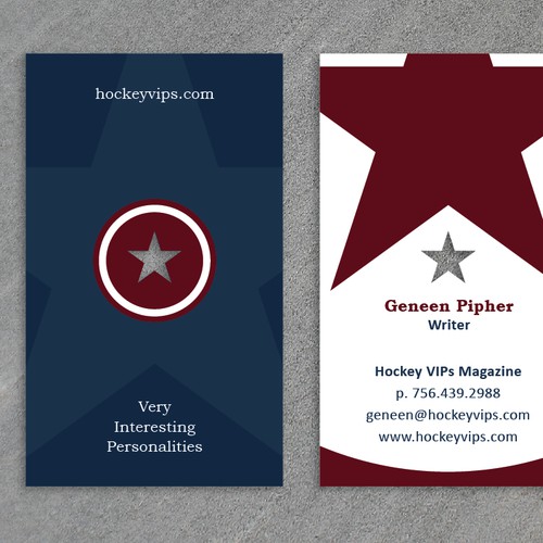 Create a business card for Hockey VIPs Magazine