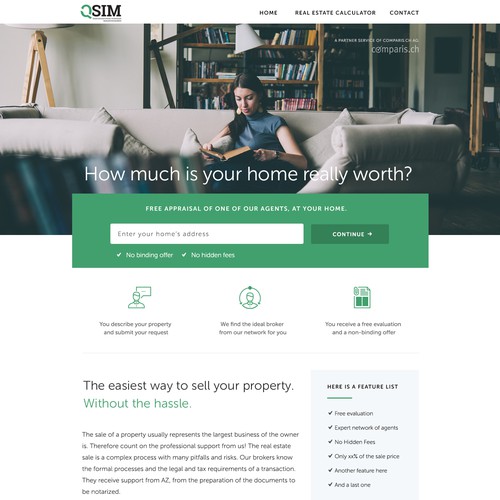 Homepage for a property agency