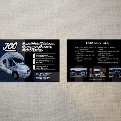 Sleek Promotional Card for Vehicle Repair Specialist