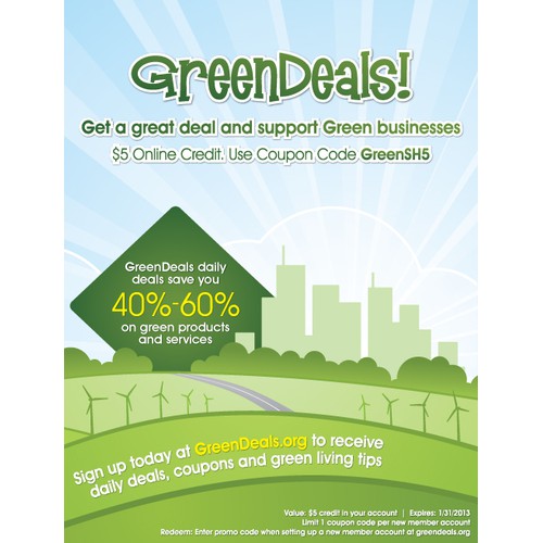 Magazine page ad for GreenDeals!