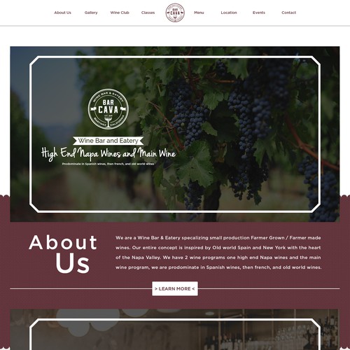 Home Page Design for Bar Cava