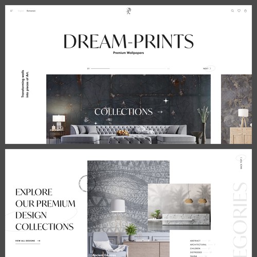 Bold web design to showcase premium wallpapers 
