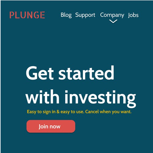 Landing page for fintech