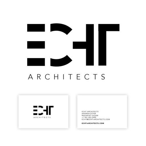 Abgeschnittene Buchstaben – Logokonzept für Echt Architekten.