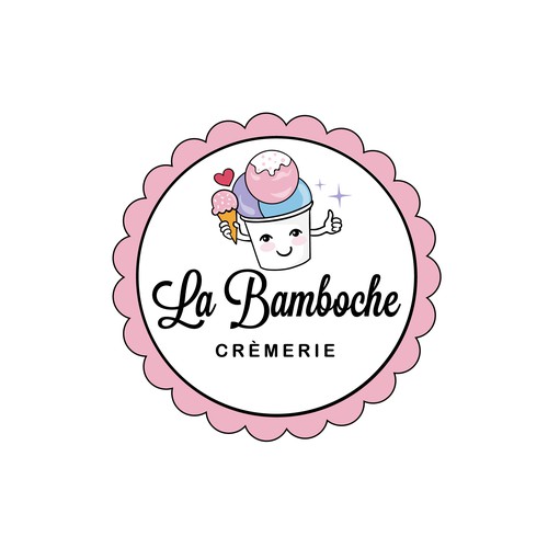Fun and cute logo for La Bamboche Crèmerie