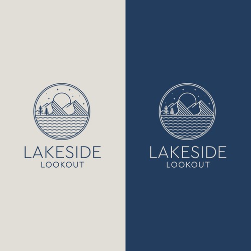 Lake view line art logo