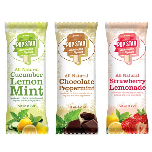 Create the next product packaging for Pop Star Handcrafted Popsicles