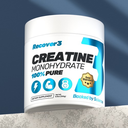 Recover3 Creatine Monohydrate – Sports Supplement Packaging