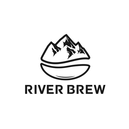 bold logo concept coffee bean and river 