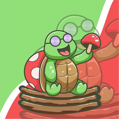 Mushroom Turtle Cartoon mascot logo