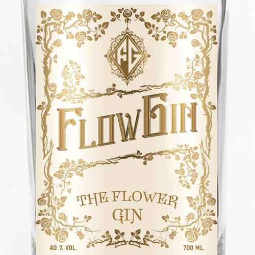 Design a vintage style label for a premium Gin