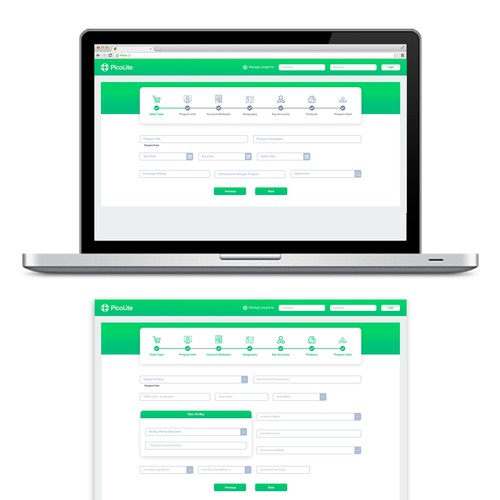 Web application ui for product