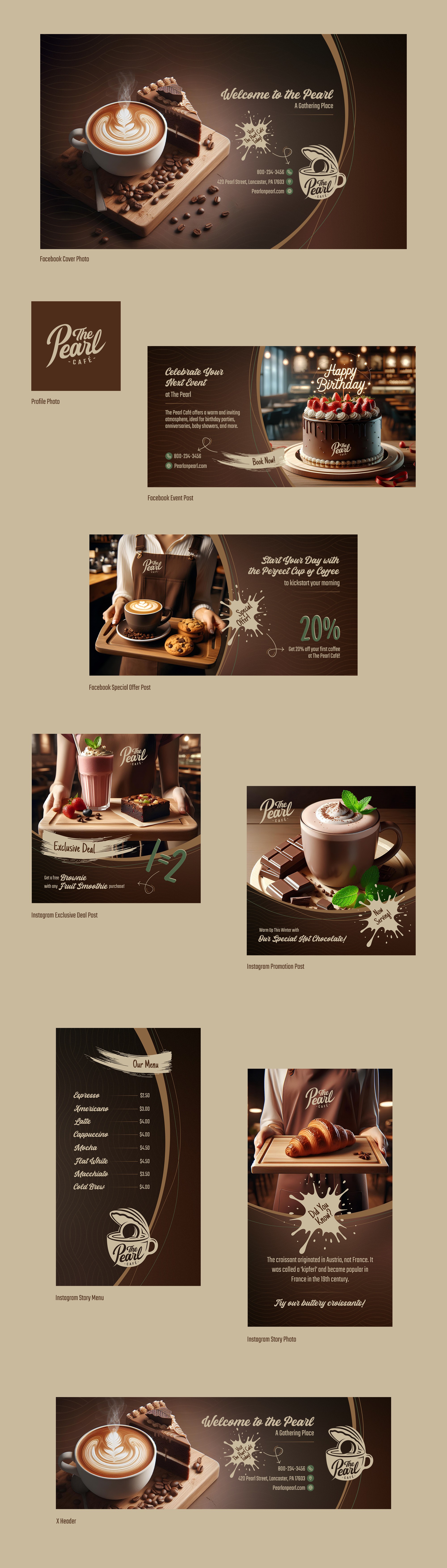 The Pearl Café - Social Media Pages