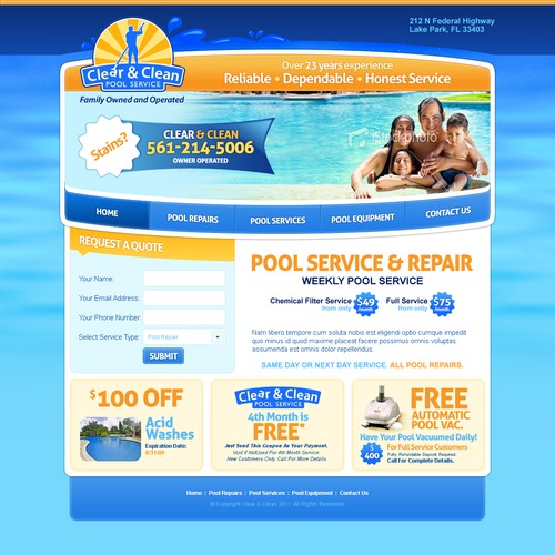 Worlds Best Pool Service Website Design
