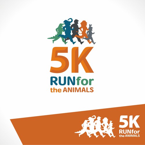 Create a fun logo for my animal costume-themed 5k running race
