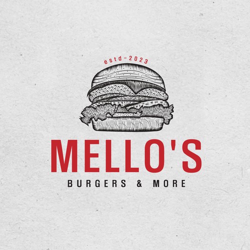 logo design for Mello's Burgers & More brand